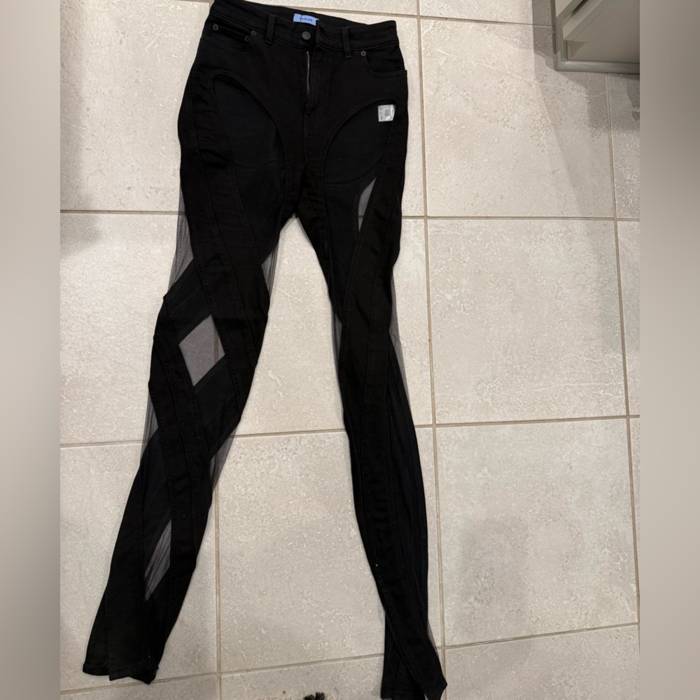 Mugler Black Zipper Detail Pants